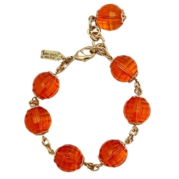 KATE SPADE 2009 Holiday Collection Citrine Orange Gold Vintage Bead Bracelet - Picture 1 of 4